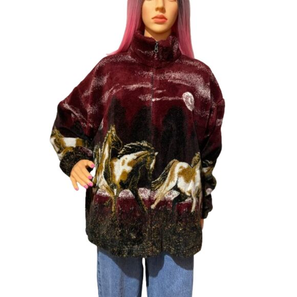 Vintage Mazmania Horse Fleece Jacket Medium - Picture 14 of 16